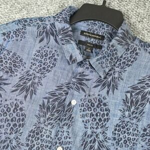 Banana Republic Mens Slim Fit Short Sleeve Pineapple Print Button Up Shirt Large